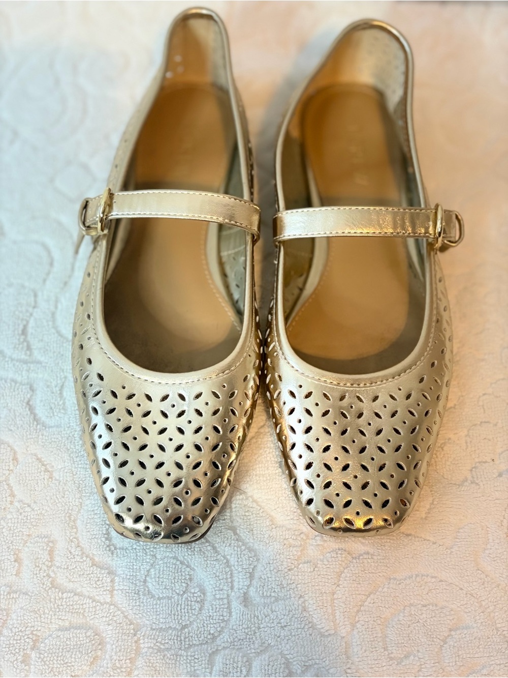 Women’s Crew Perforated Metallic Mary Jane Flats gold